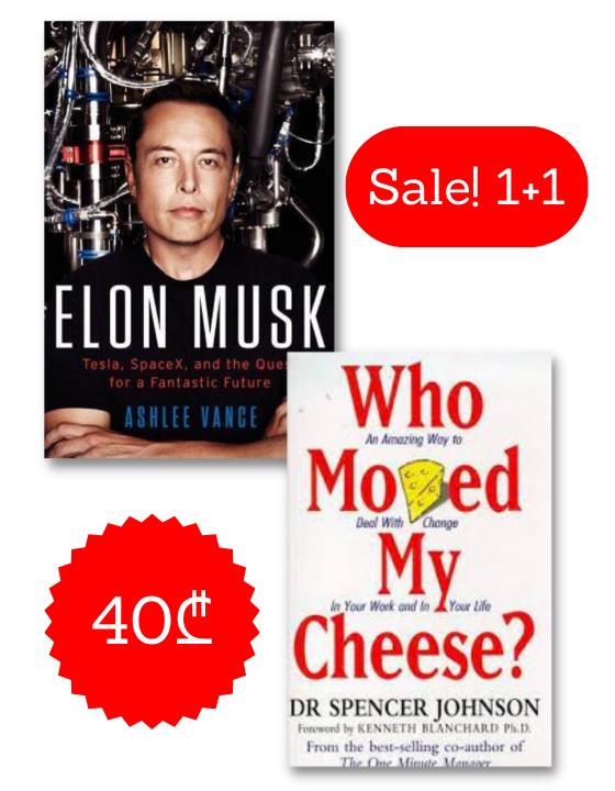 1+1 აქცია - Elon Musk + Who Moved My Cheese  (2 book collection)